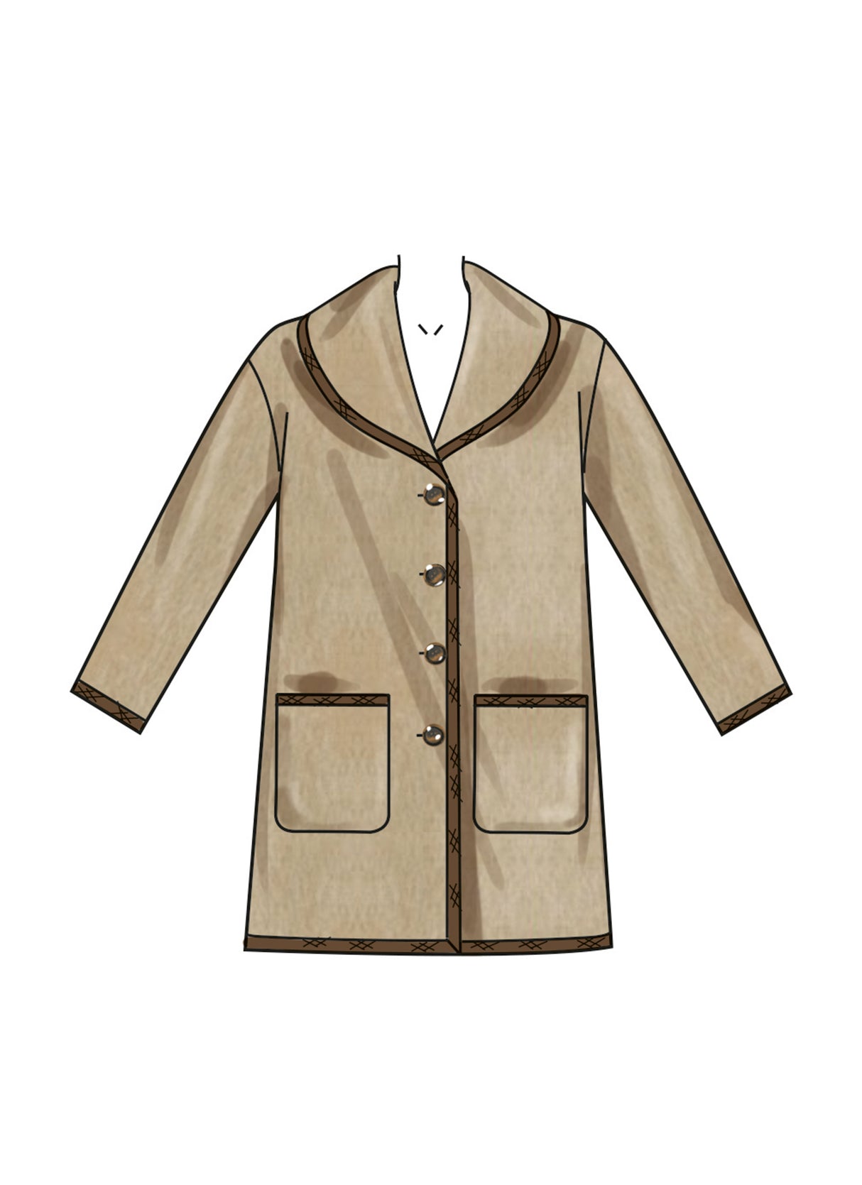 Patron New Look n°6767 – Manteau ample avec col châle