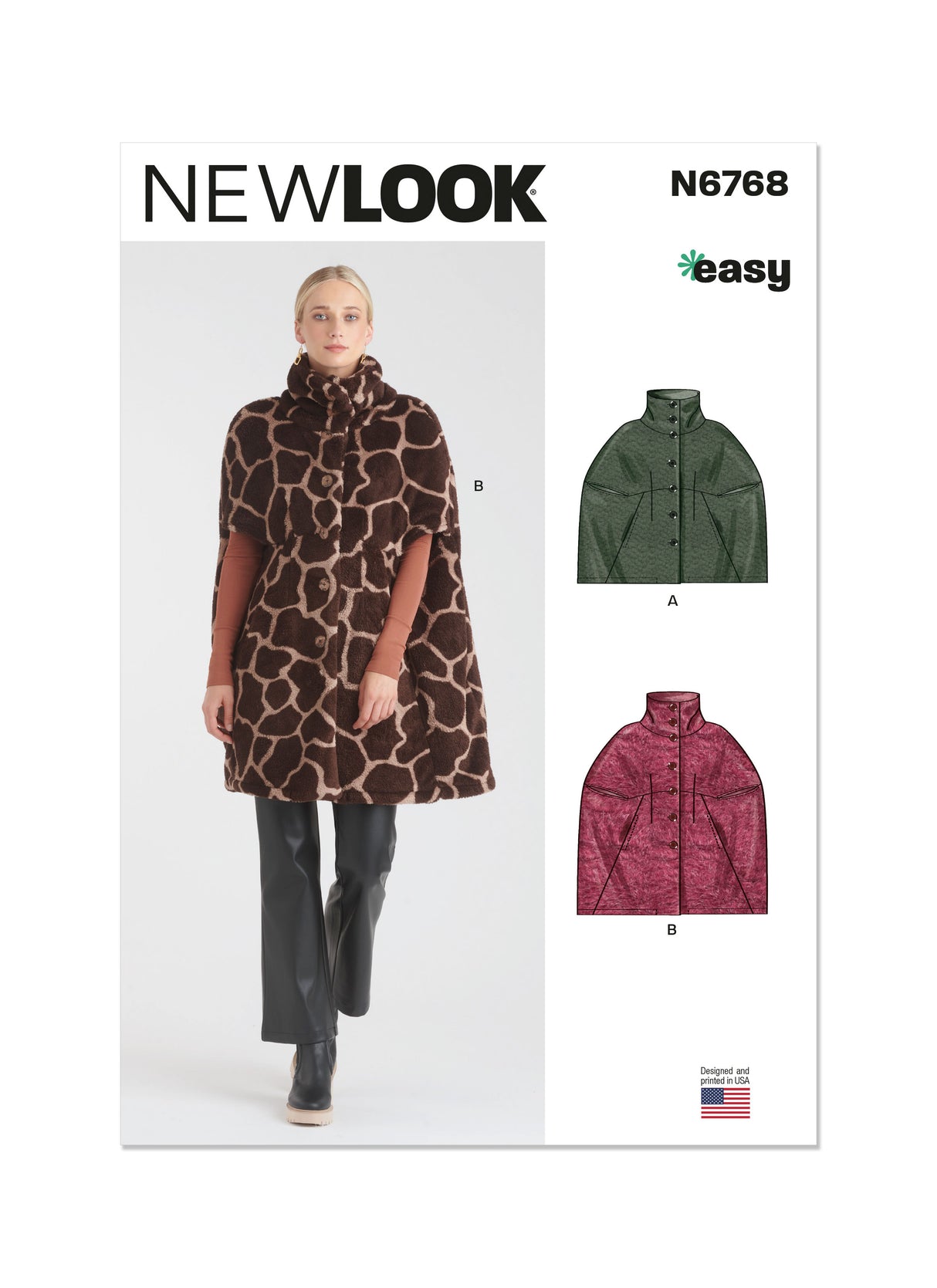 Patron New Look n°6768 – Cape élégante pour femme