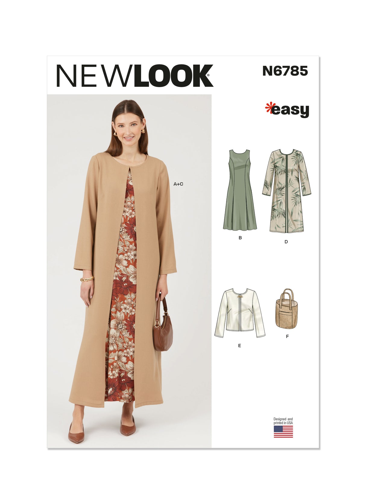 Patron New Look n°6785 - Robe trapèze sans manches et manteau élégant