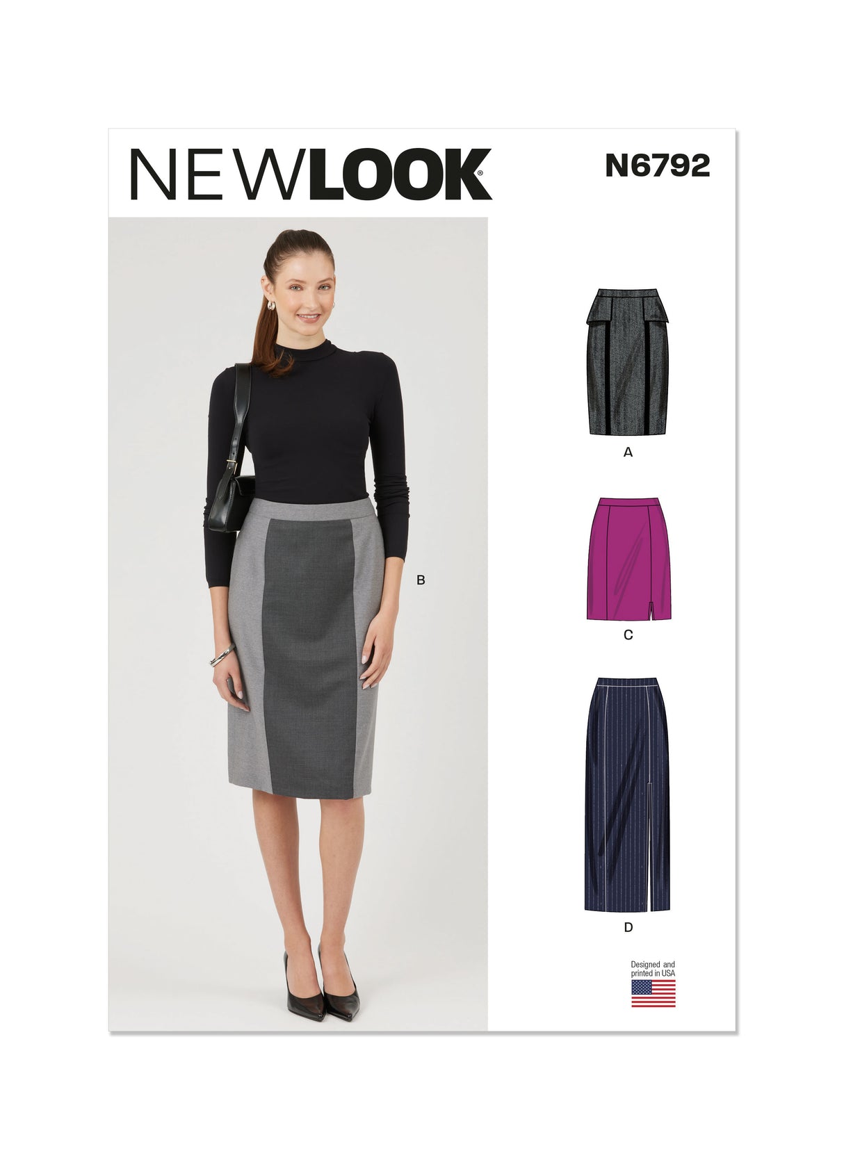 Patron New Look n°6792 - Jupe féminine avec variations de style