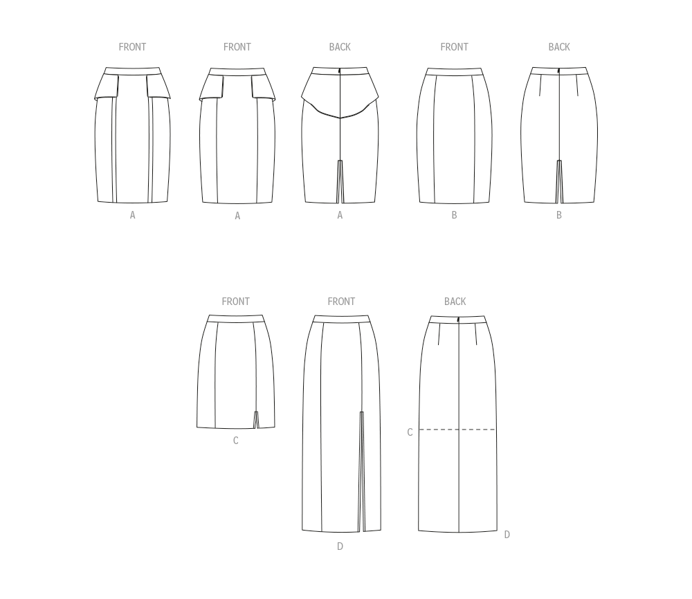 Patron New Look n°6792 - Jupe féminine avec variations de style
