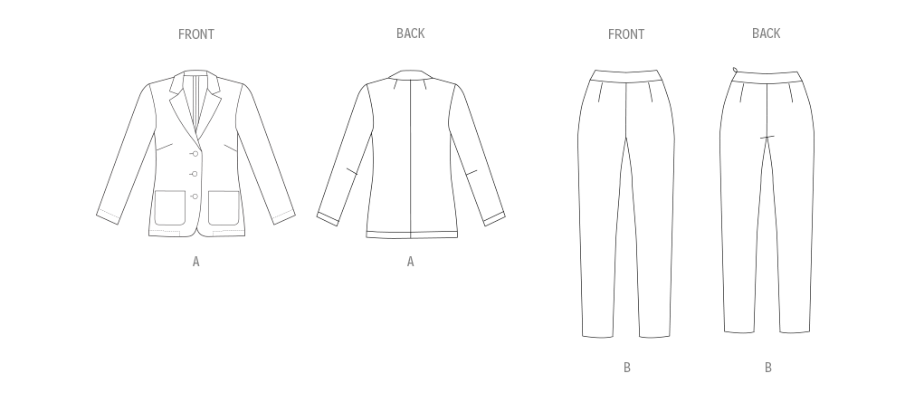 Patron New Look n°6794 - Veste et pantalon pour femmes avec variations de style
