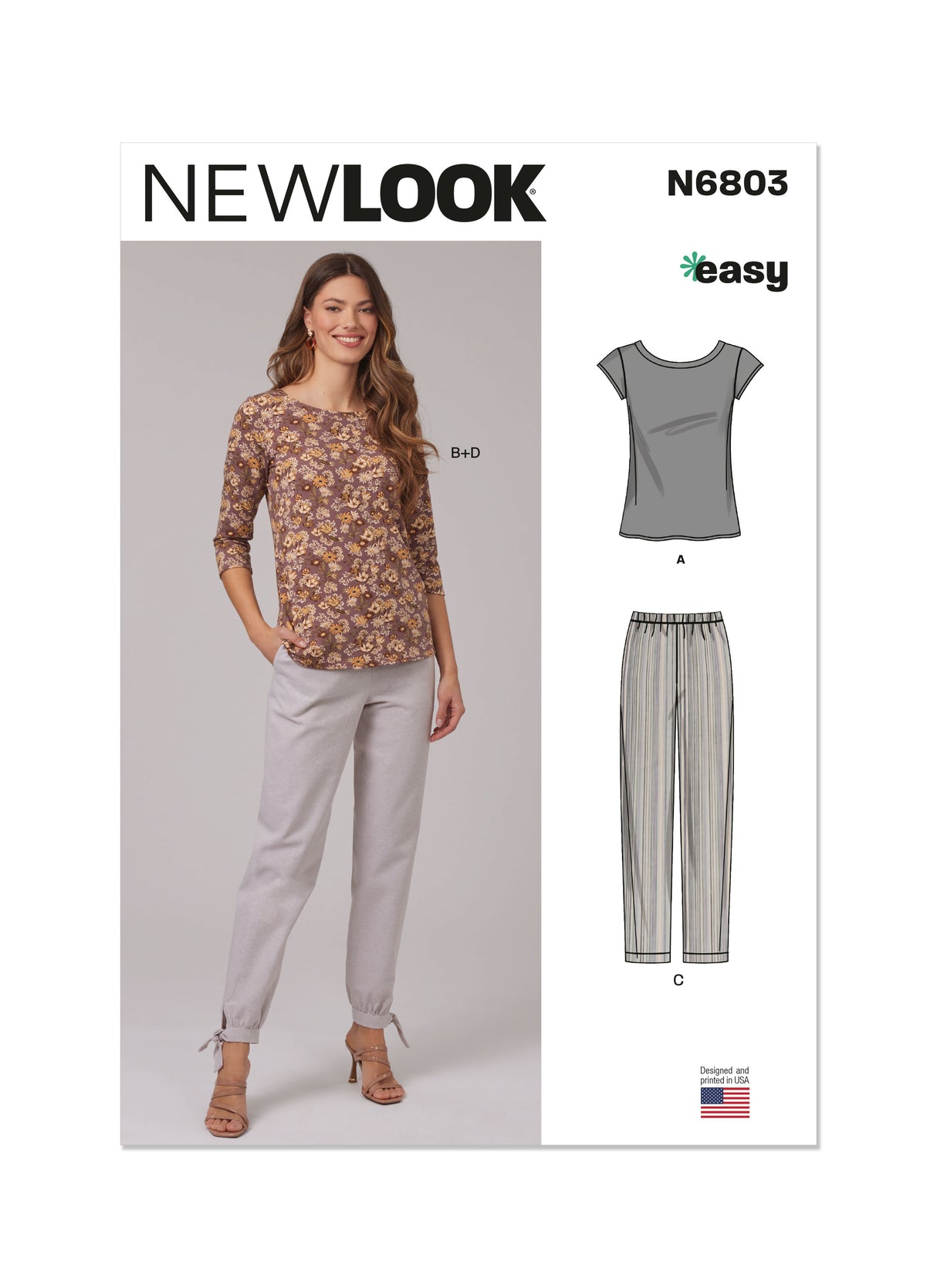 Patron New Look n°6803 – Hauts à manches et pantalons cropped