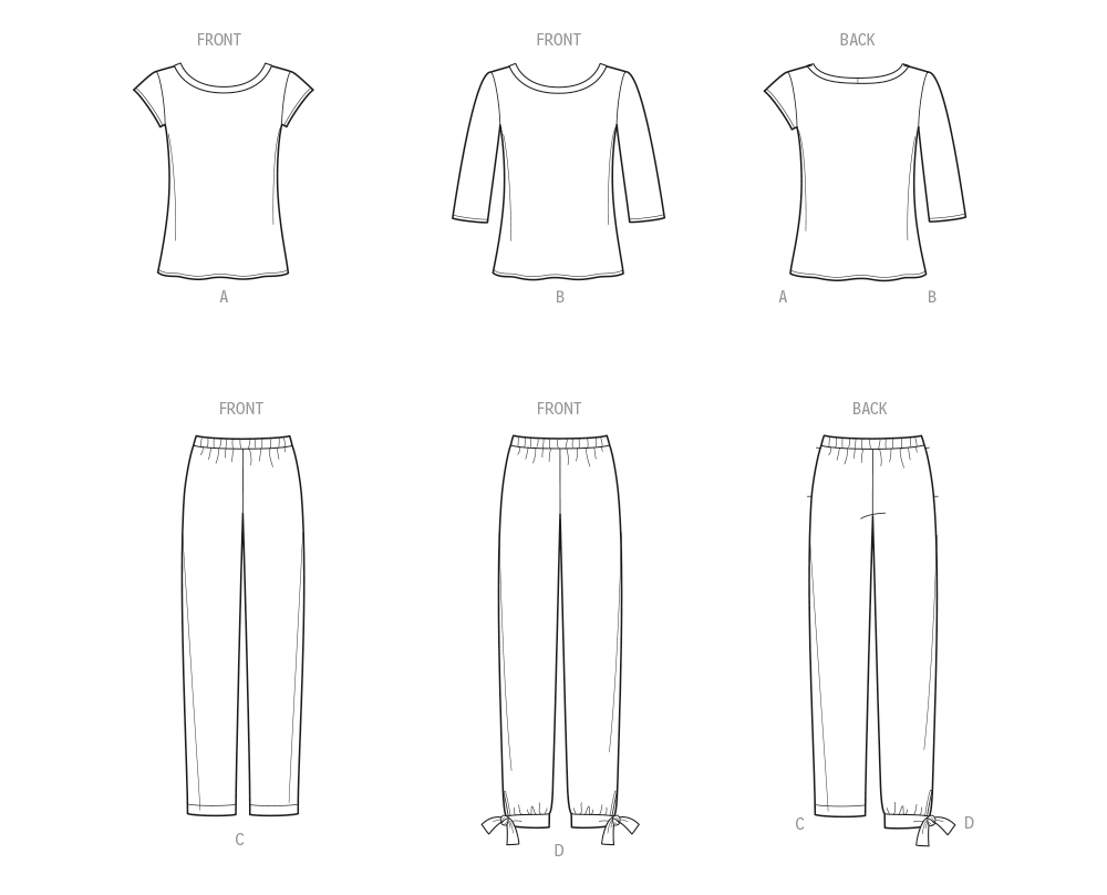 Patron New Look n°6803 – Hauts à manches et pantalons cropped