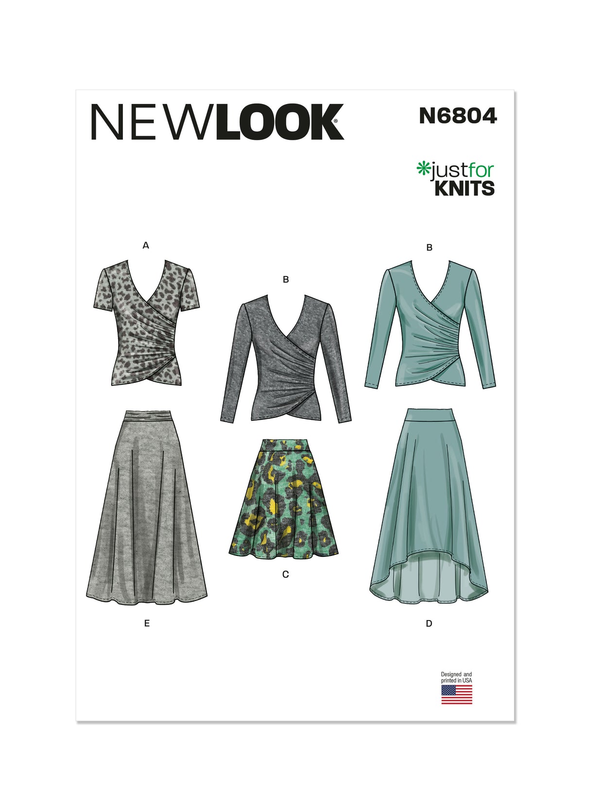 Patron New Look n°6804 – Hauts et jupes en maille femme