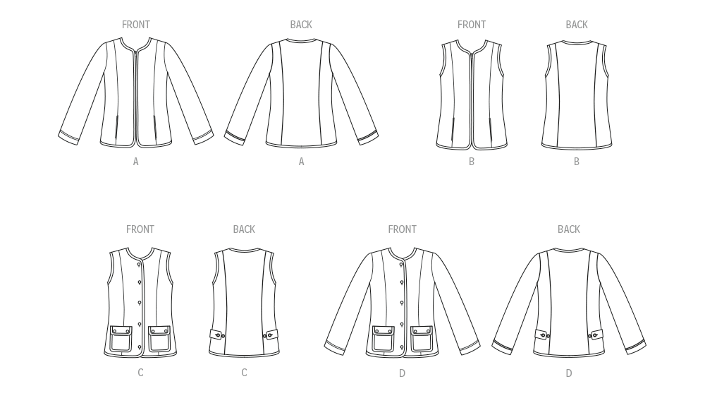 Patron New Look n°6812 – Veste et gilet ajustables