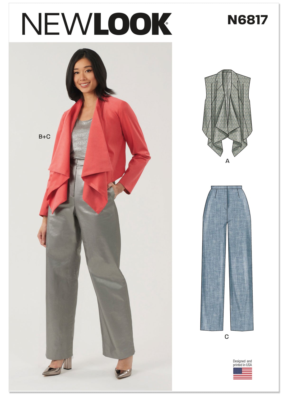 Patron New Look n°6817 – Veste drapée & pantalon droit