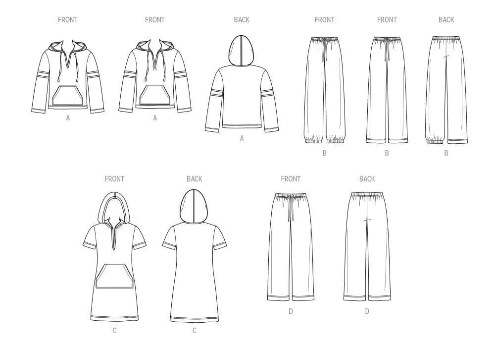 Patron New Look n°6818 – Hoodie, pantalon & robe maille