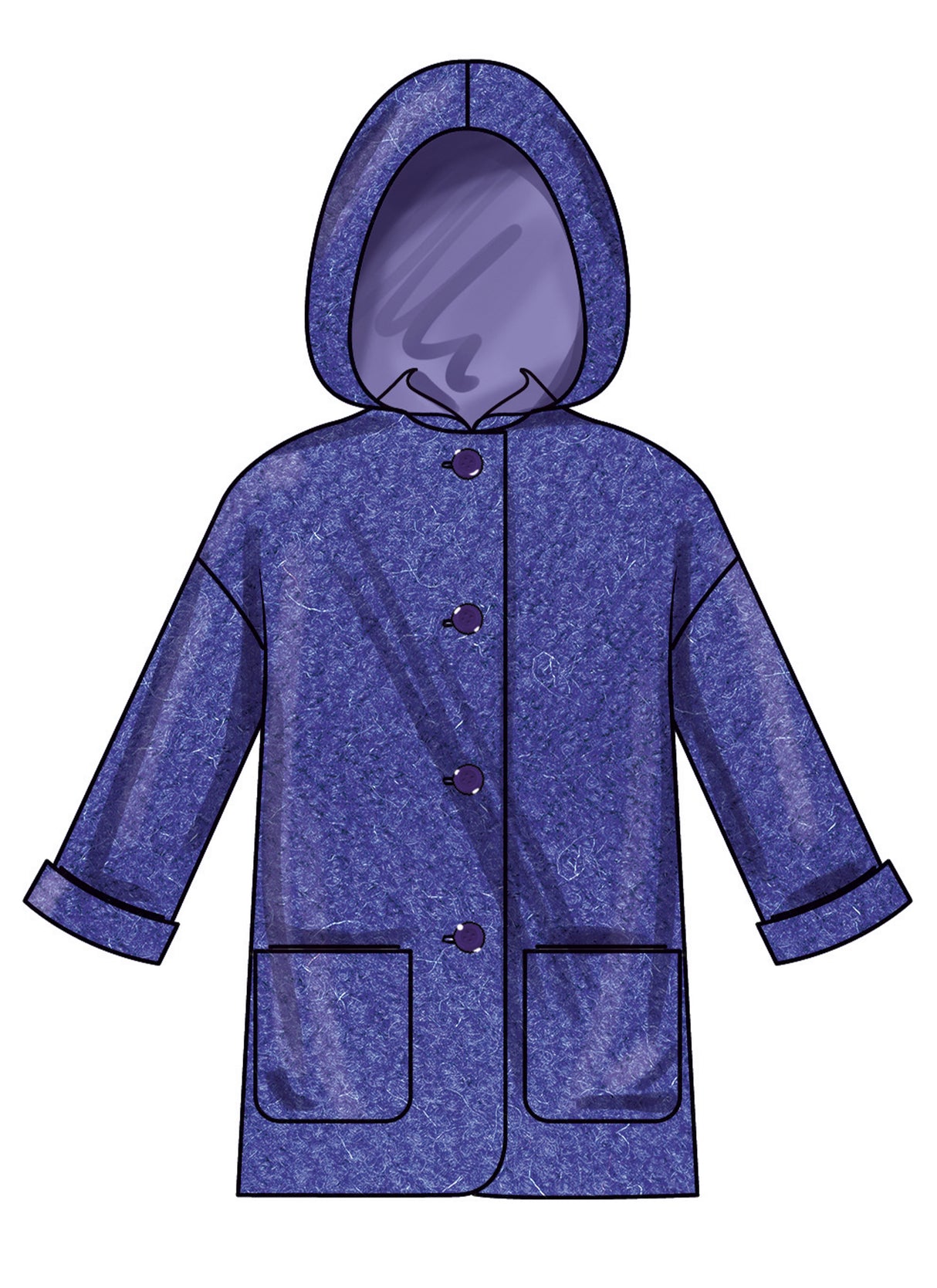 Patron New Look n°6819 – Manteaux doublés fille à capuche ou col châle
