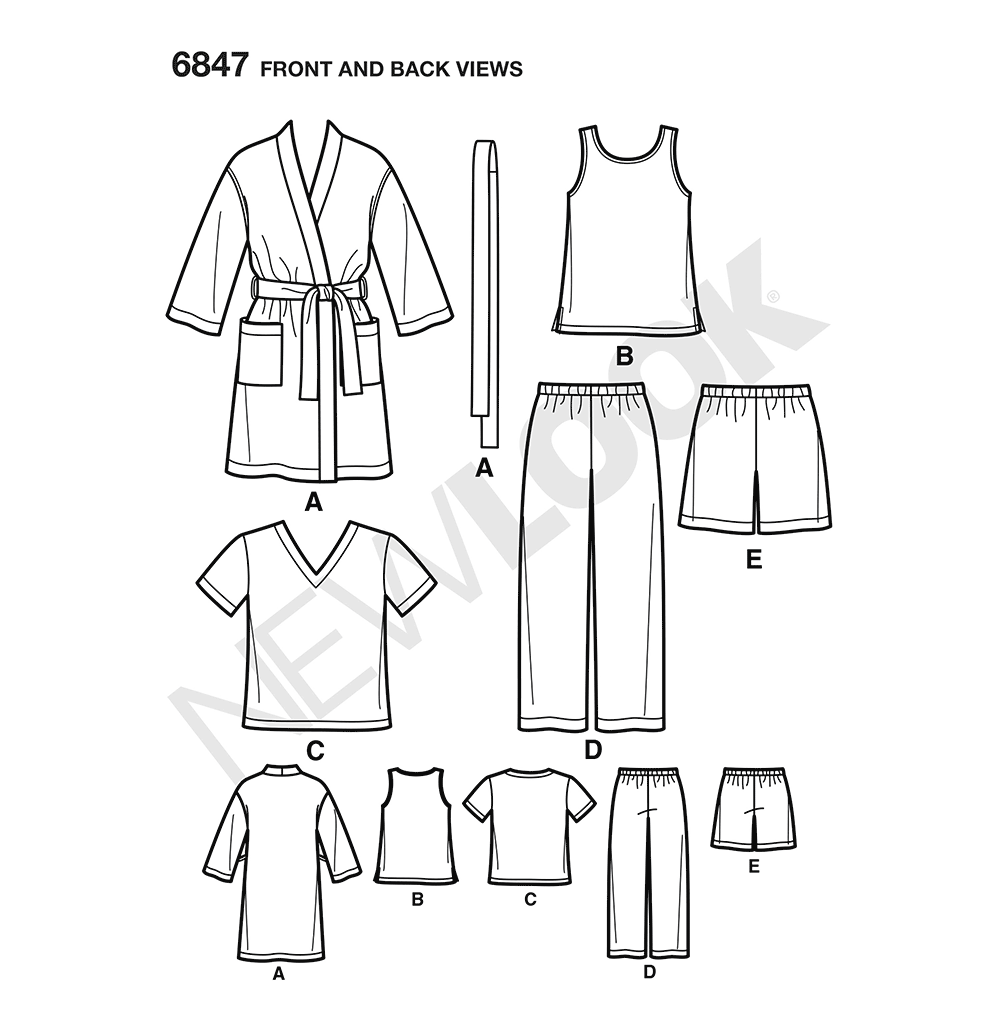 Patron New Look n°6847 – Ensemble de nuit pour enfants