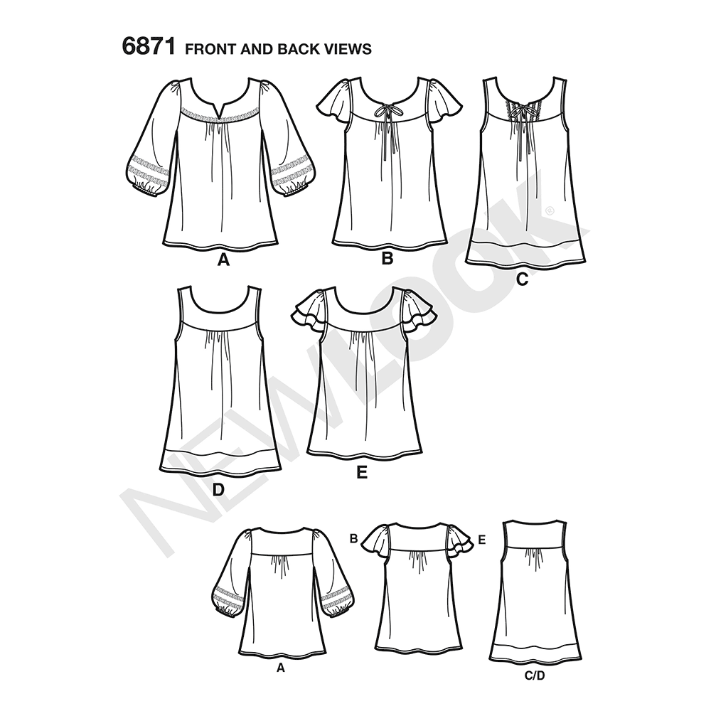 Patron New Look n°6871 – T-shirt et tunique femme