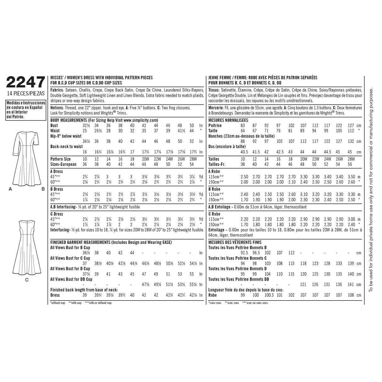 Patron Simplicity n°2247 – Robe femme