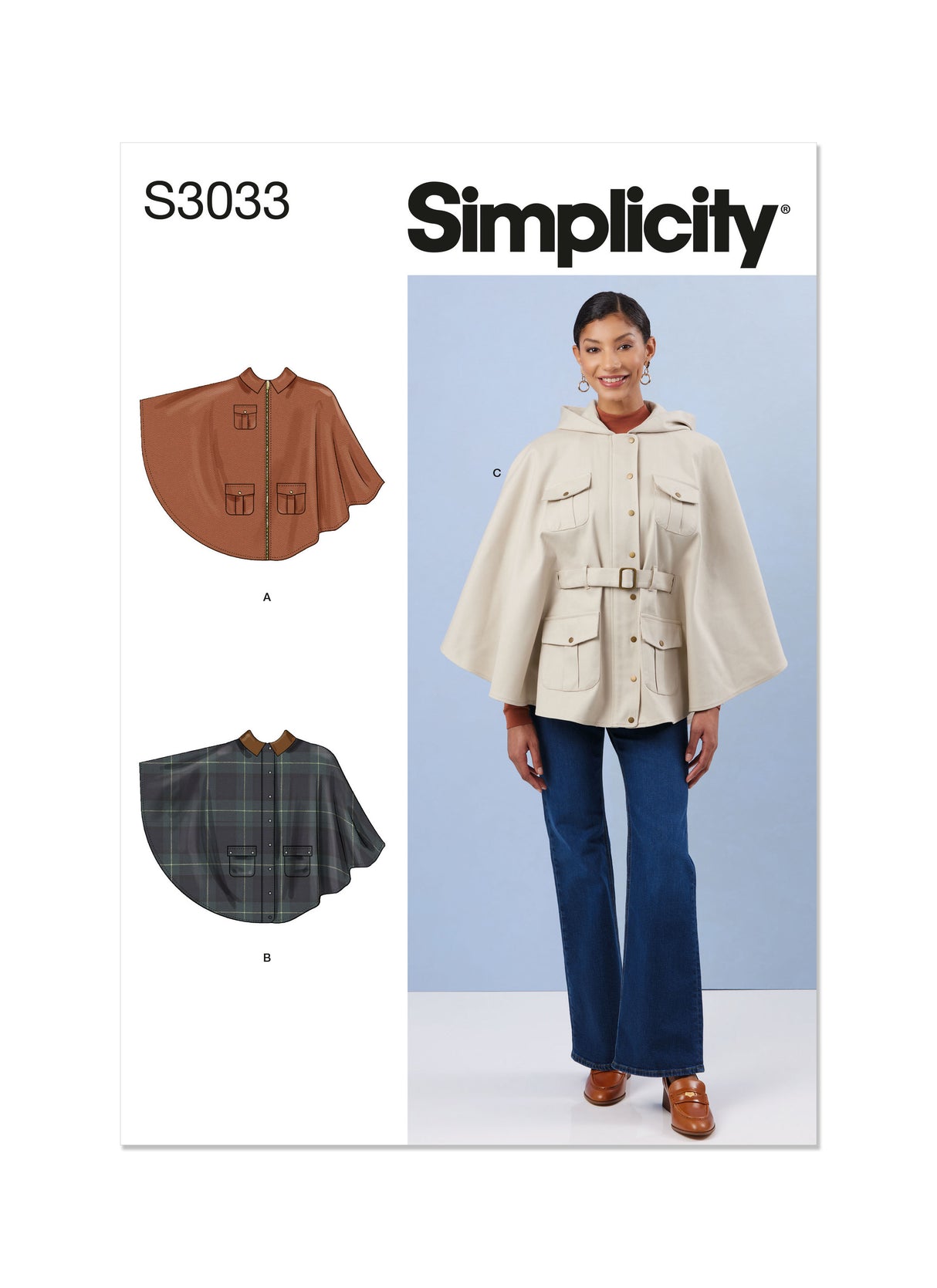 Patron Simplicity n°3033 - Capes féminines à zip & col