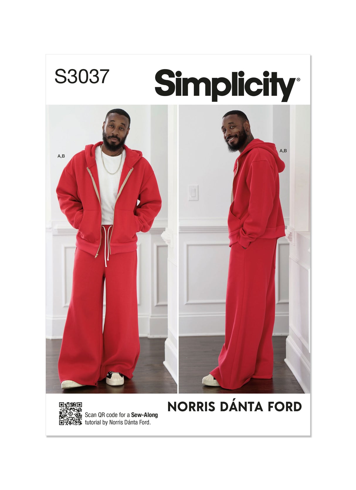 Patron Simplicity n°3037 - Sweat à capuche zippé & jogger homme