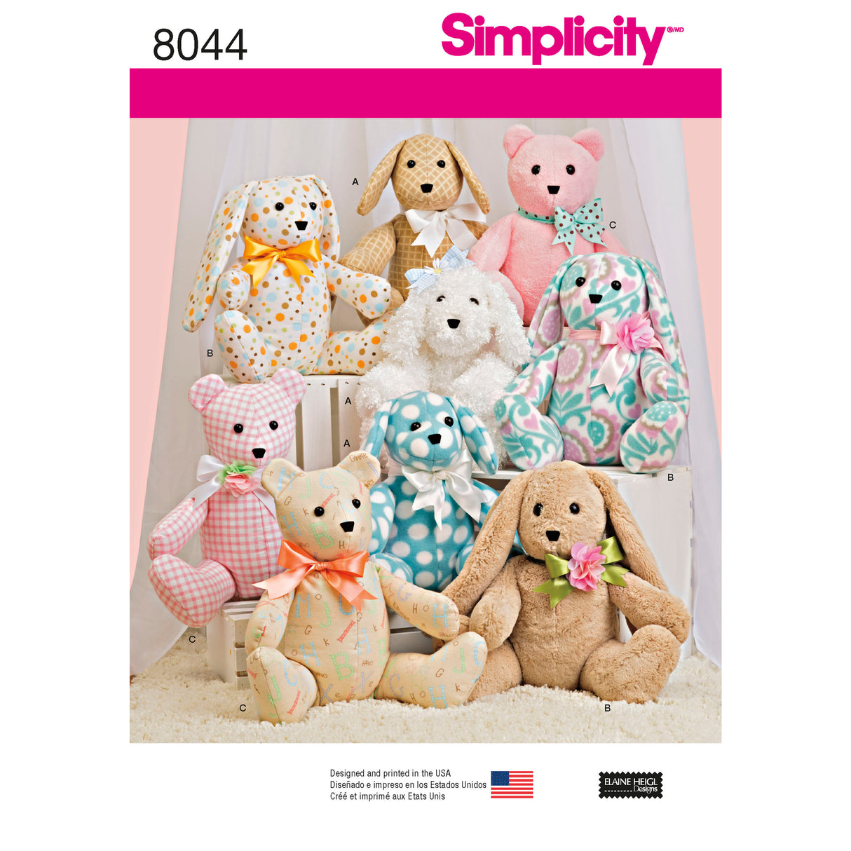 Patron Simplicity n 8044 – Ours, Chien et Lapin en peluche