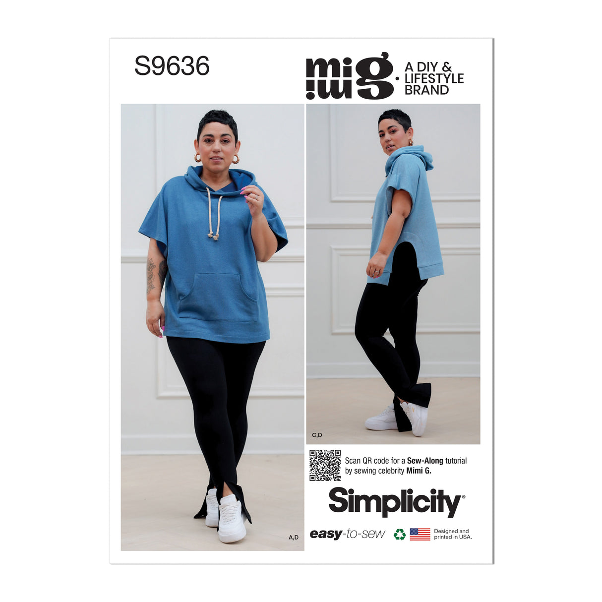 Patron Simplicity n°9636 – Sweat à capuche oversize et legging pour femmes