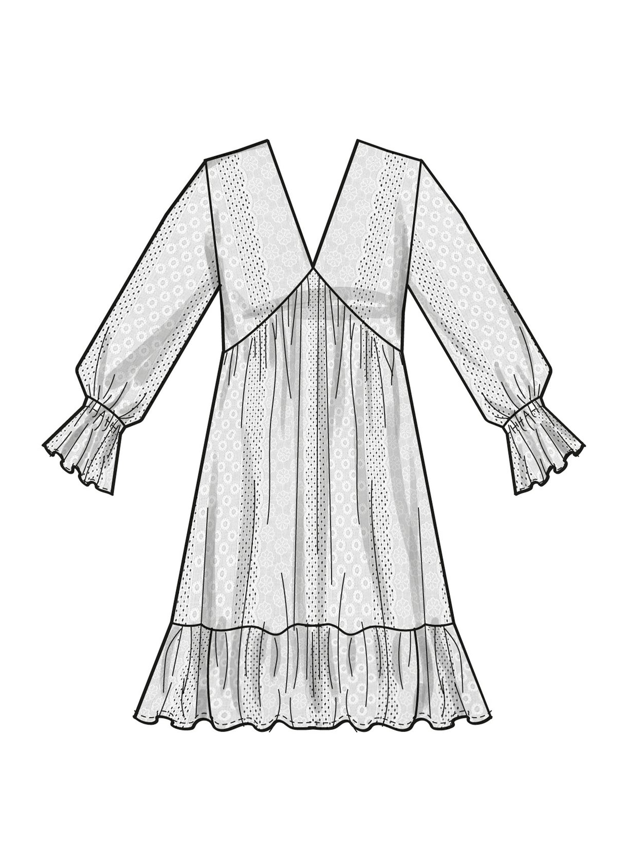Patron Simplicity n°9702 – Robe empire à volants et poches