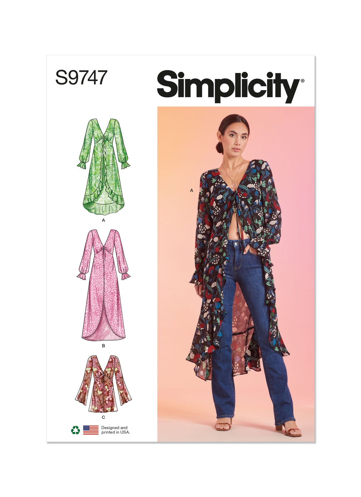 Patron Simplicity n°9747 – Duster robe fluide à volants
