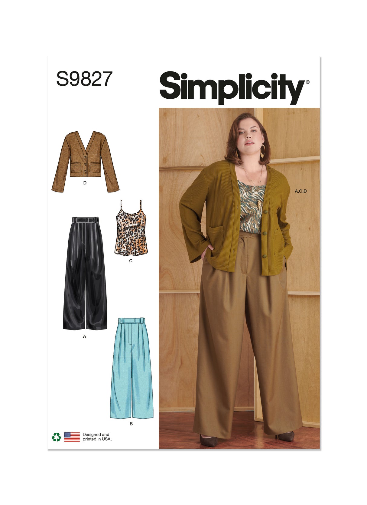 Patron Simplicity n°9827 – Pantalons en deux longueurs, caraco et cardigan pour femmes