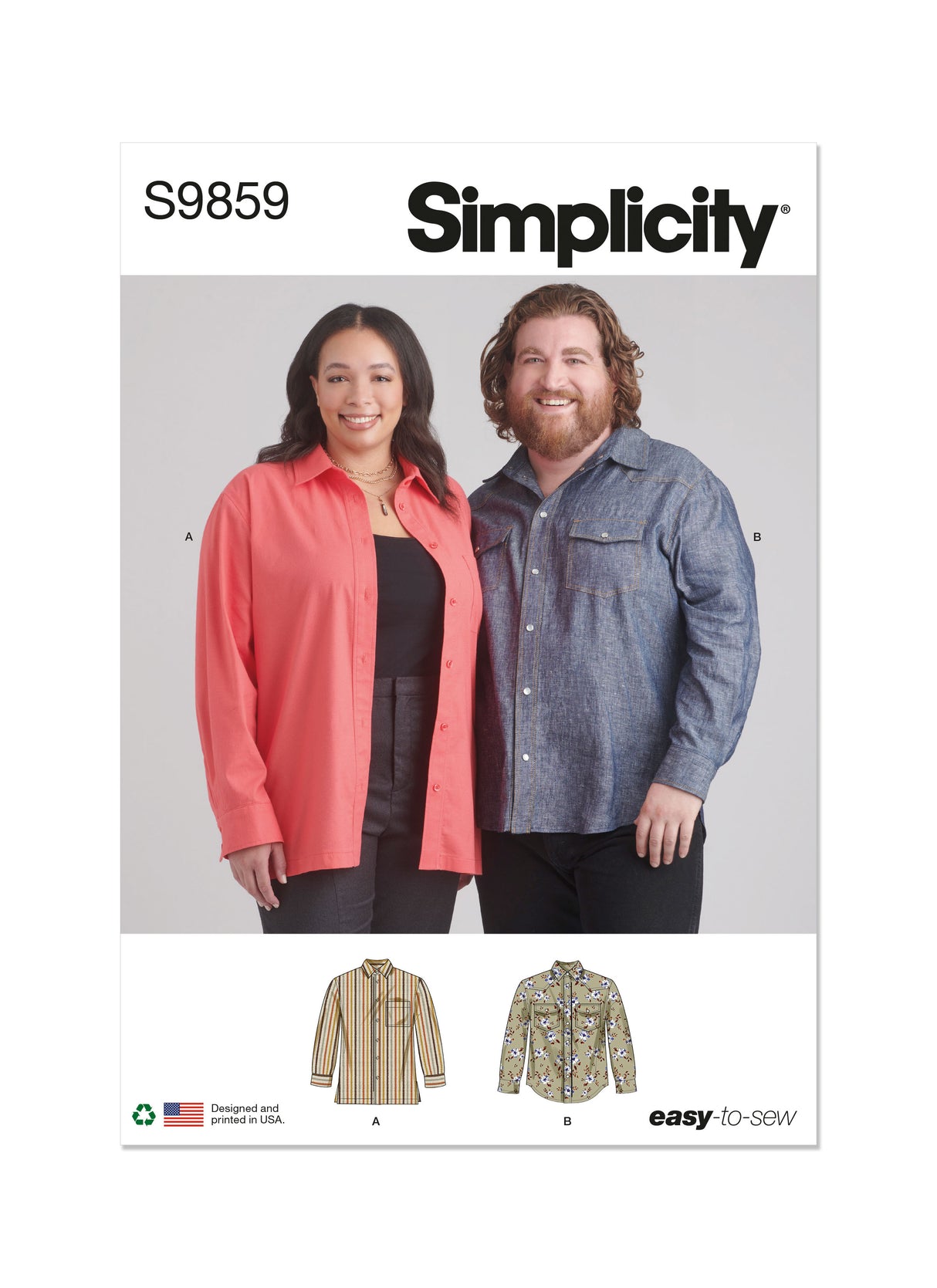 Patron Simplicity n°9859 – Chemises unisexes grande taille