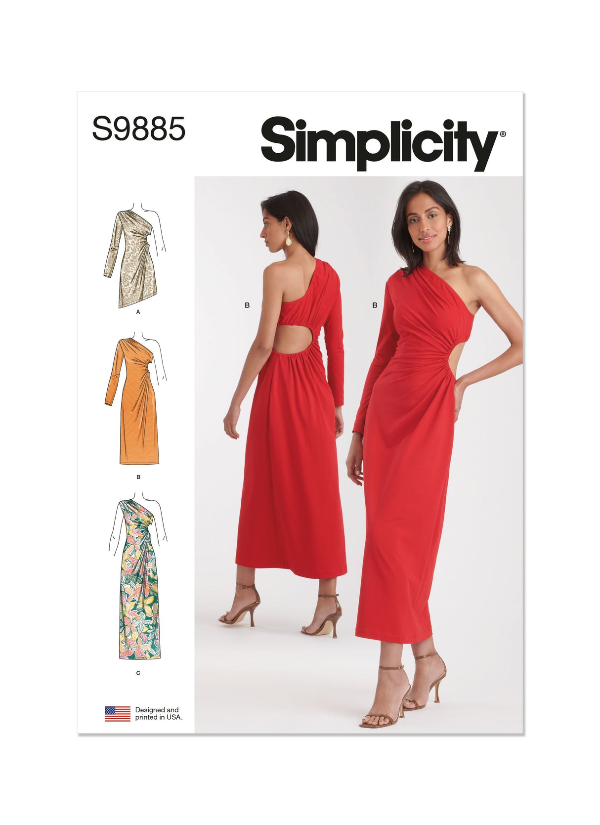 Patron Simplicity n°9885 – Robe asymétrique une épaule en jersey