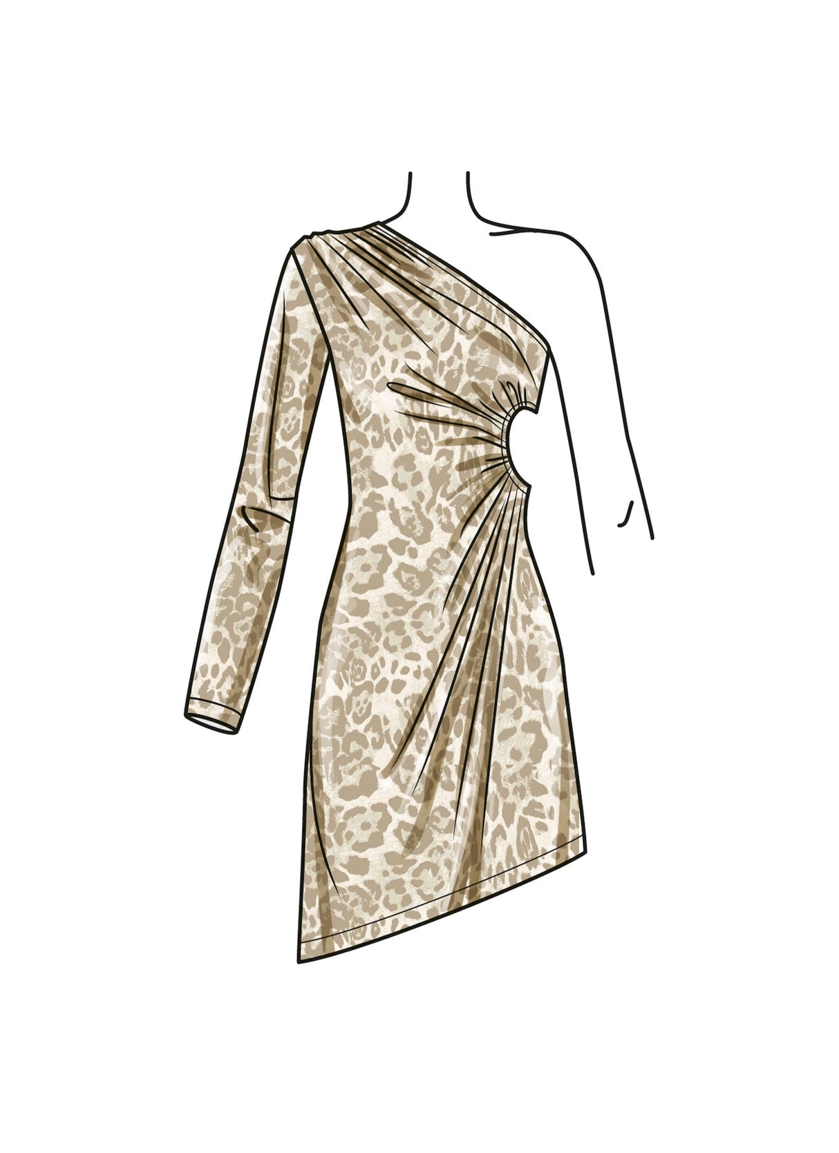 Patron Simplicity n°9885 – Robe asymétrique une épaule en jersey
