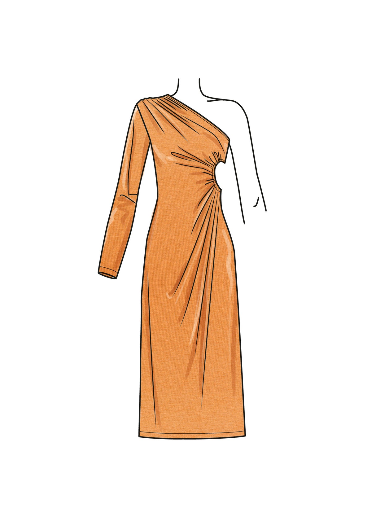 Patron Simplicity n°9885 – Robe asymétrique une épaule en jersey
