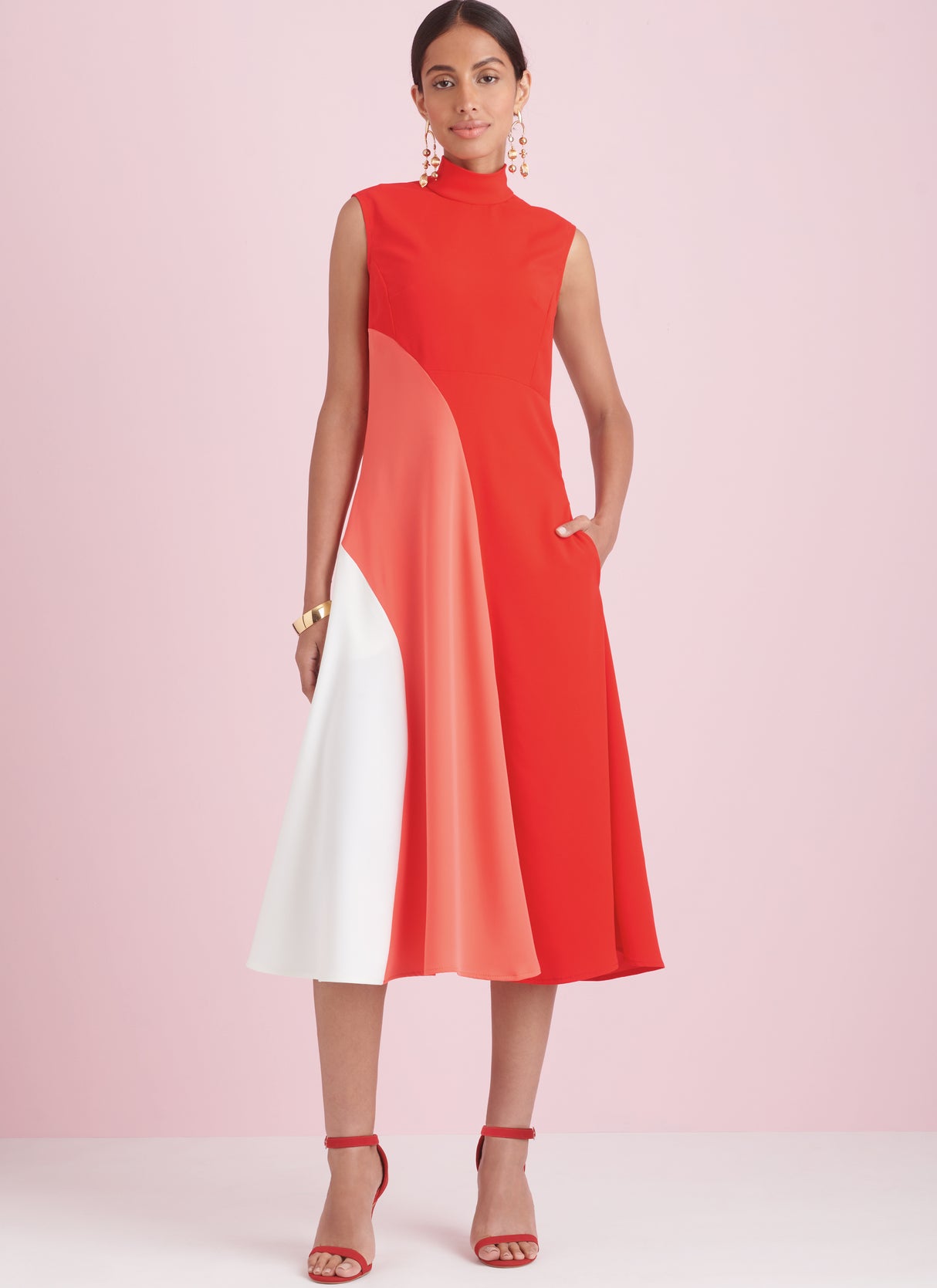 Patron Simplicity n°9886 – Robe color‑block mi‑longue évasée