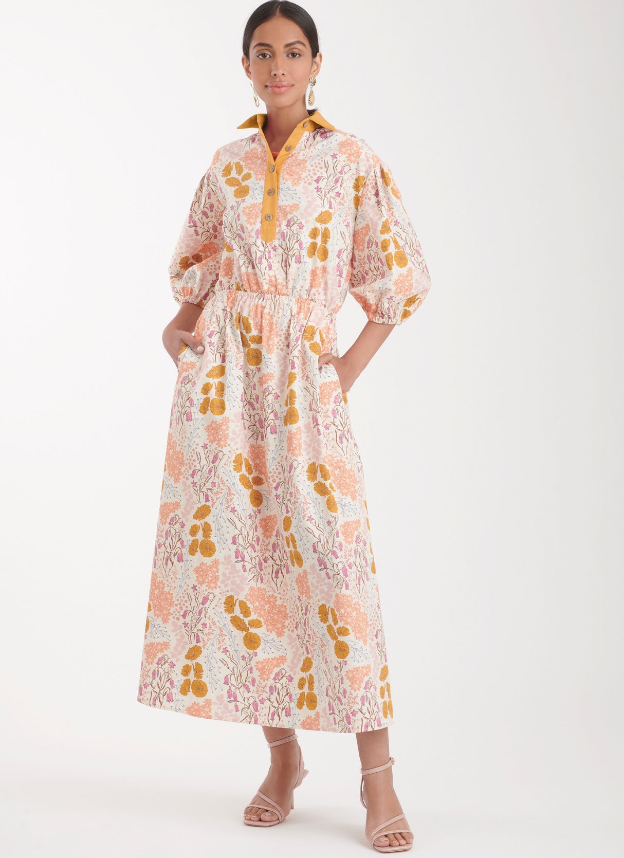 Patron Simplicity n°9888 – Robe chemise volumineuse à manches bouffantes