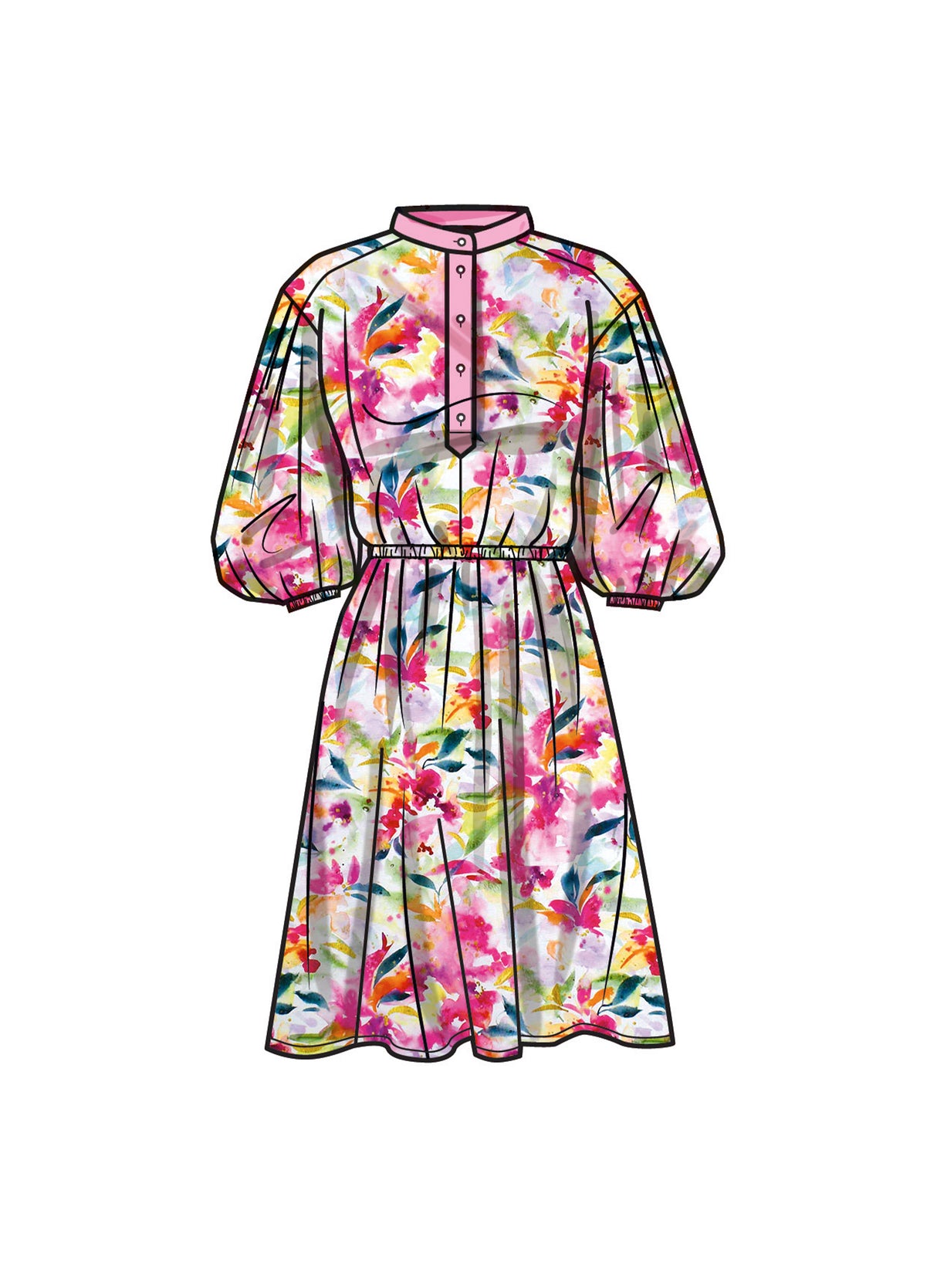 Patron Simplicity n°9888 – Robe chemise volumineuse à manches bouffantes