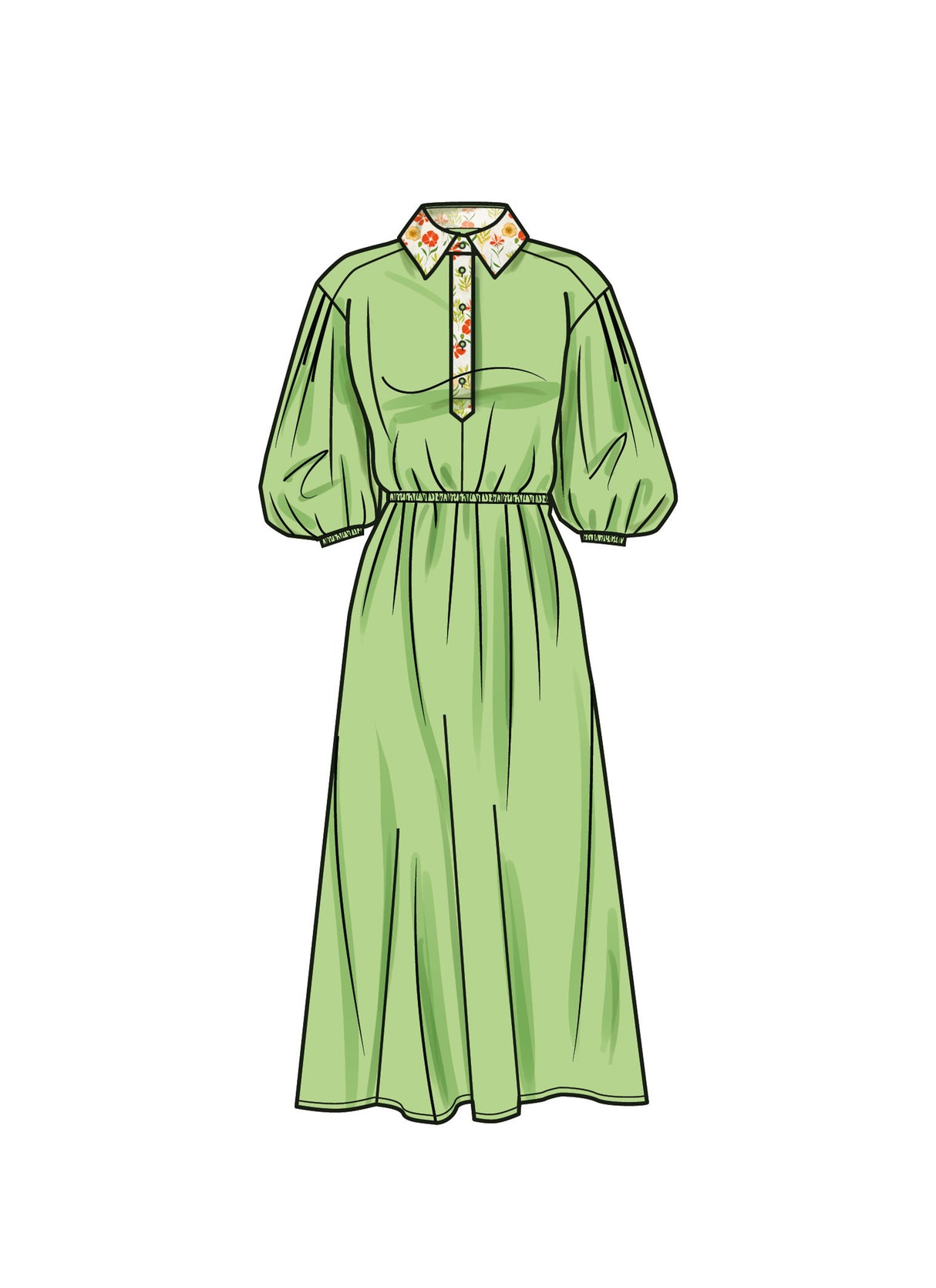 Patron Simplicity n°9888 – Robe chemise volumineuse à manches bouffantes