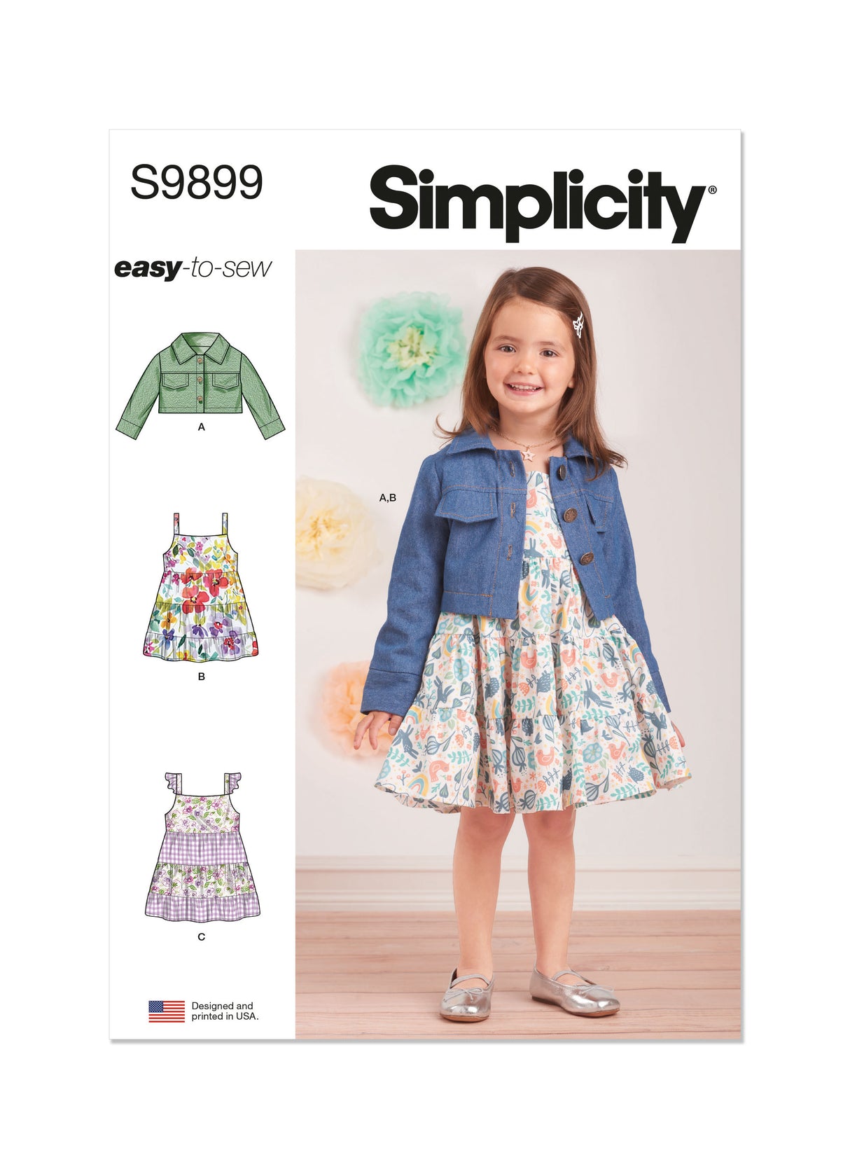 Patron Simplicity n°9899 – Veste jean et robe à volants