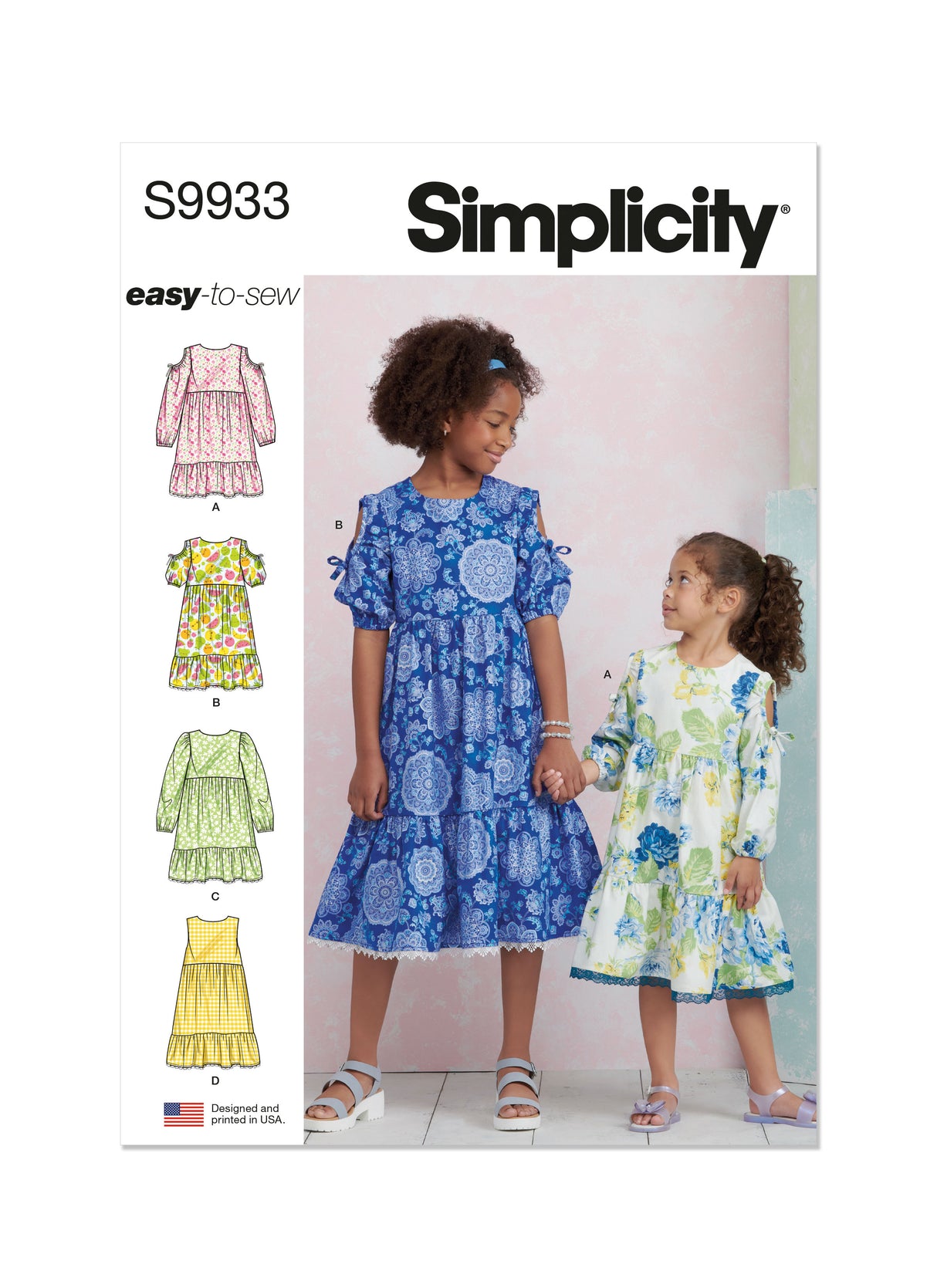 Patron Simplicity n°9933 – Robe enfants à étages et variantes de manches