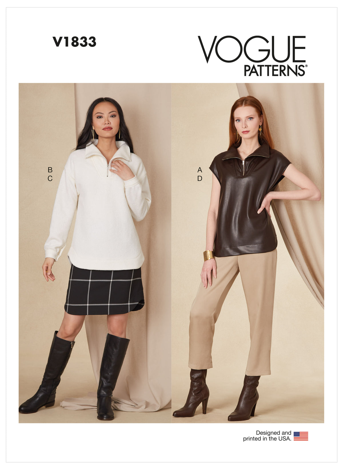 Patron Vogue n°1833 - Ensemble féminin : haut, jupe et pantalon