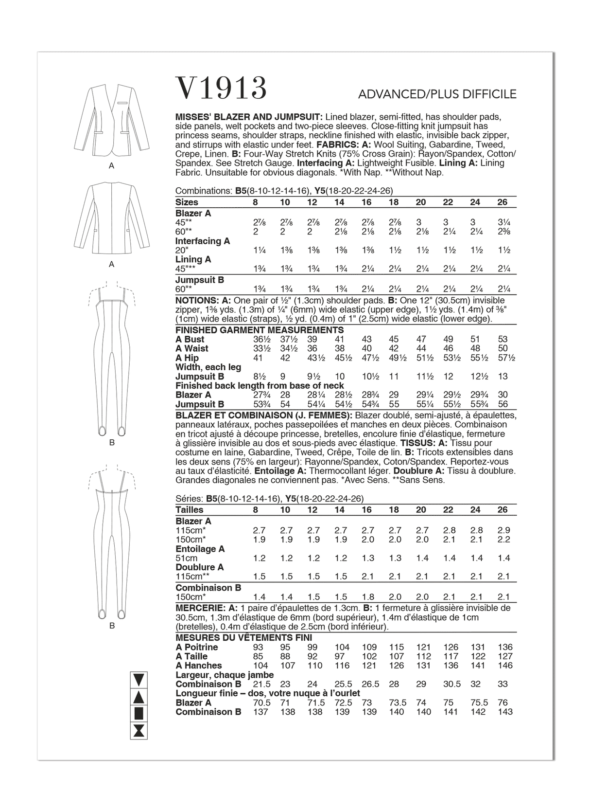 Patron Vogue n°1913 - Blazer et combinaison élégants