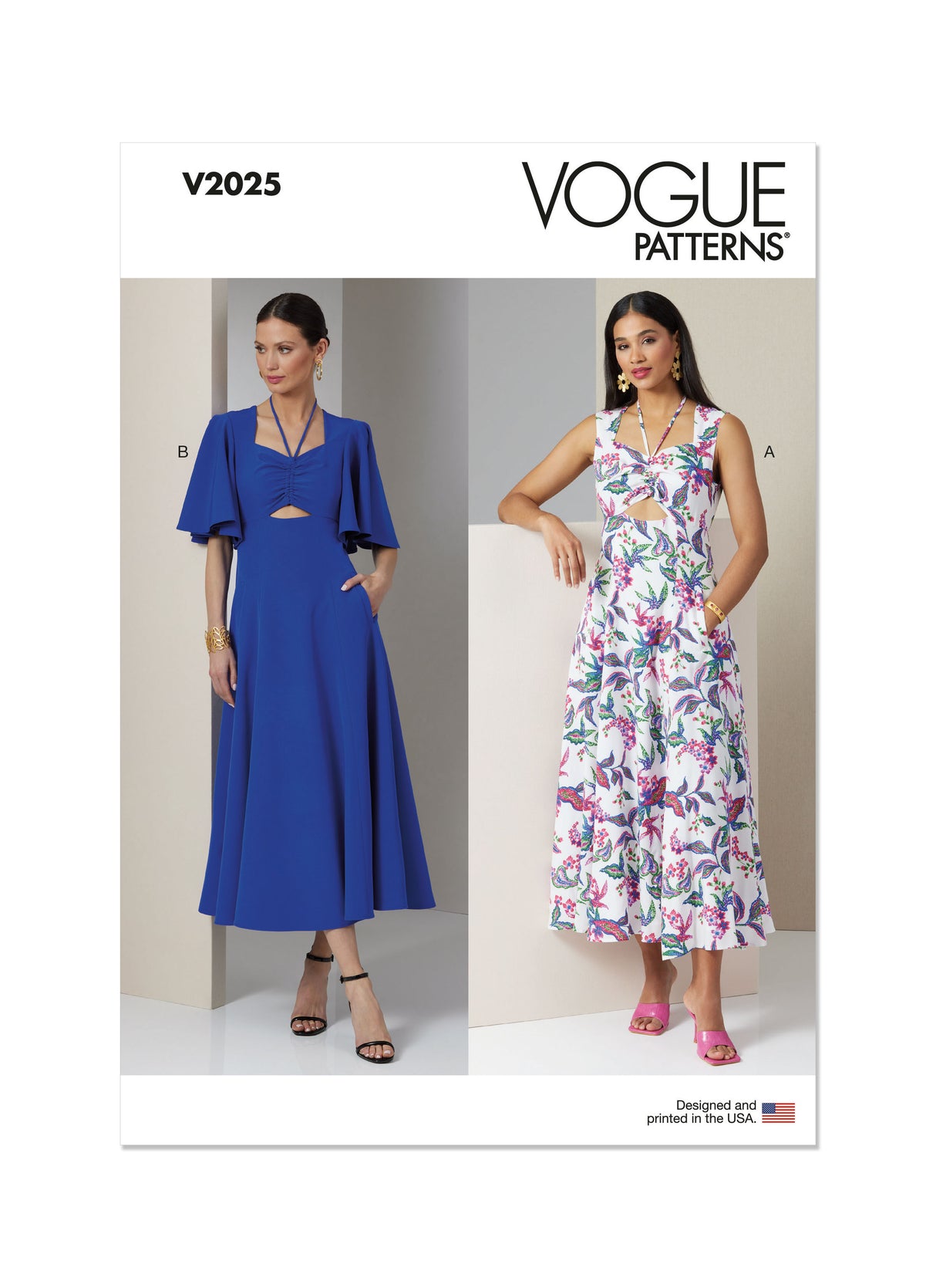 Patron Vogue n°2025 - Robe ajustée et évasée avec découpes et variations de manches