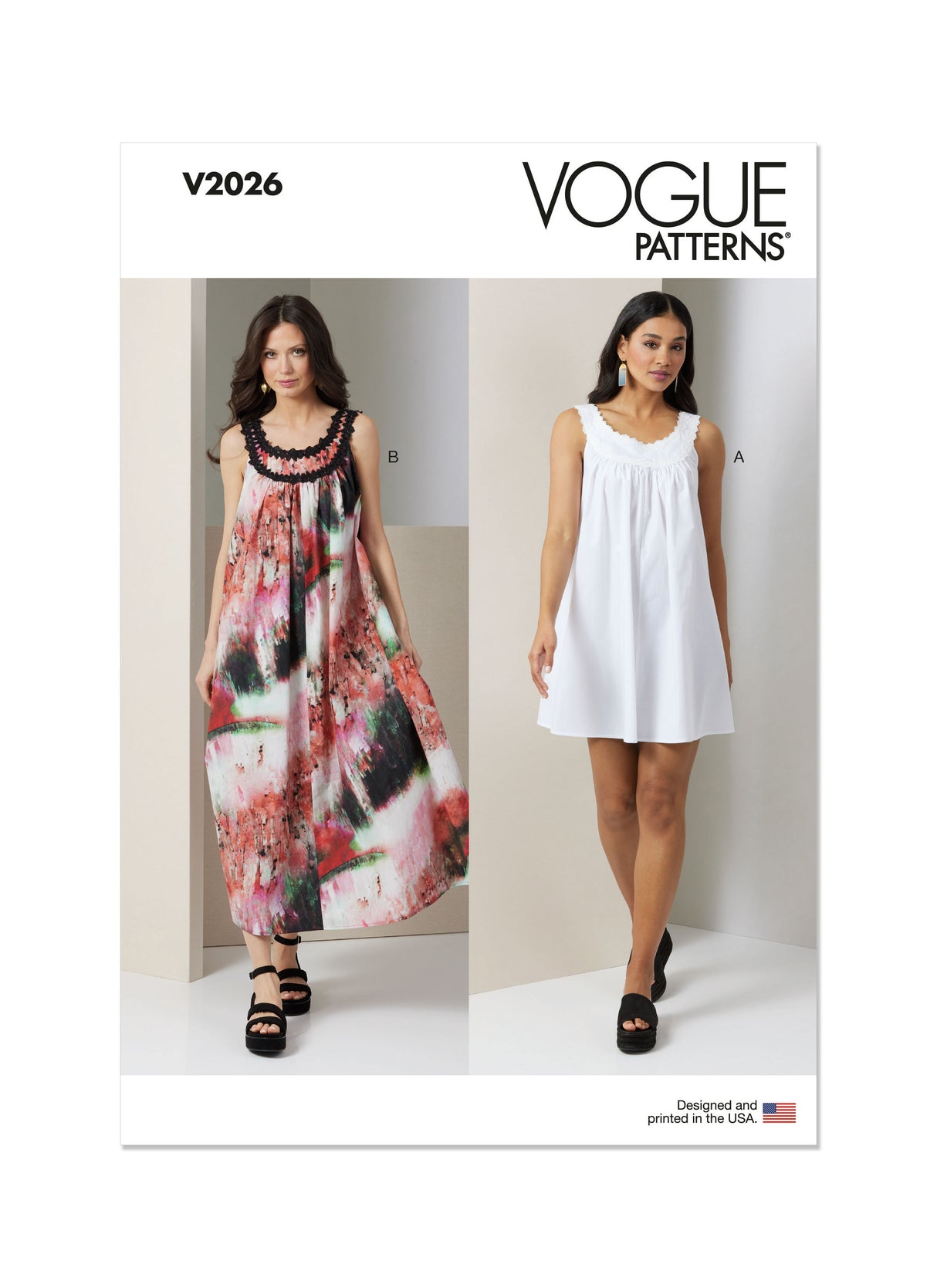 Patron Vogue n°2026 - Robe ample et évasée avec empiècement en dentelle