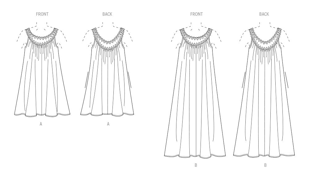 Patron Vogue n°2026 - Robe ample et évasée avec empiècement en dentelle