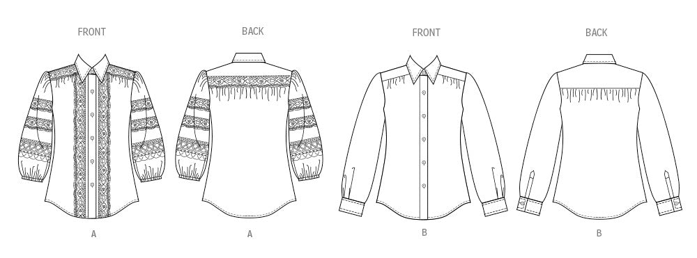 Patron Vogue n°2031 - Blouses élégantes avec col pointu et manches variées