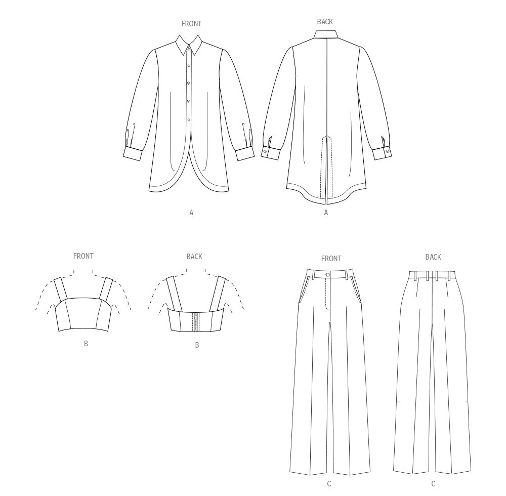 Patron Vogue n°2037 - Chemise, haut court et pantalon