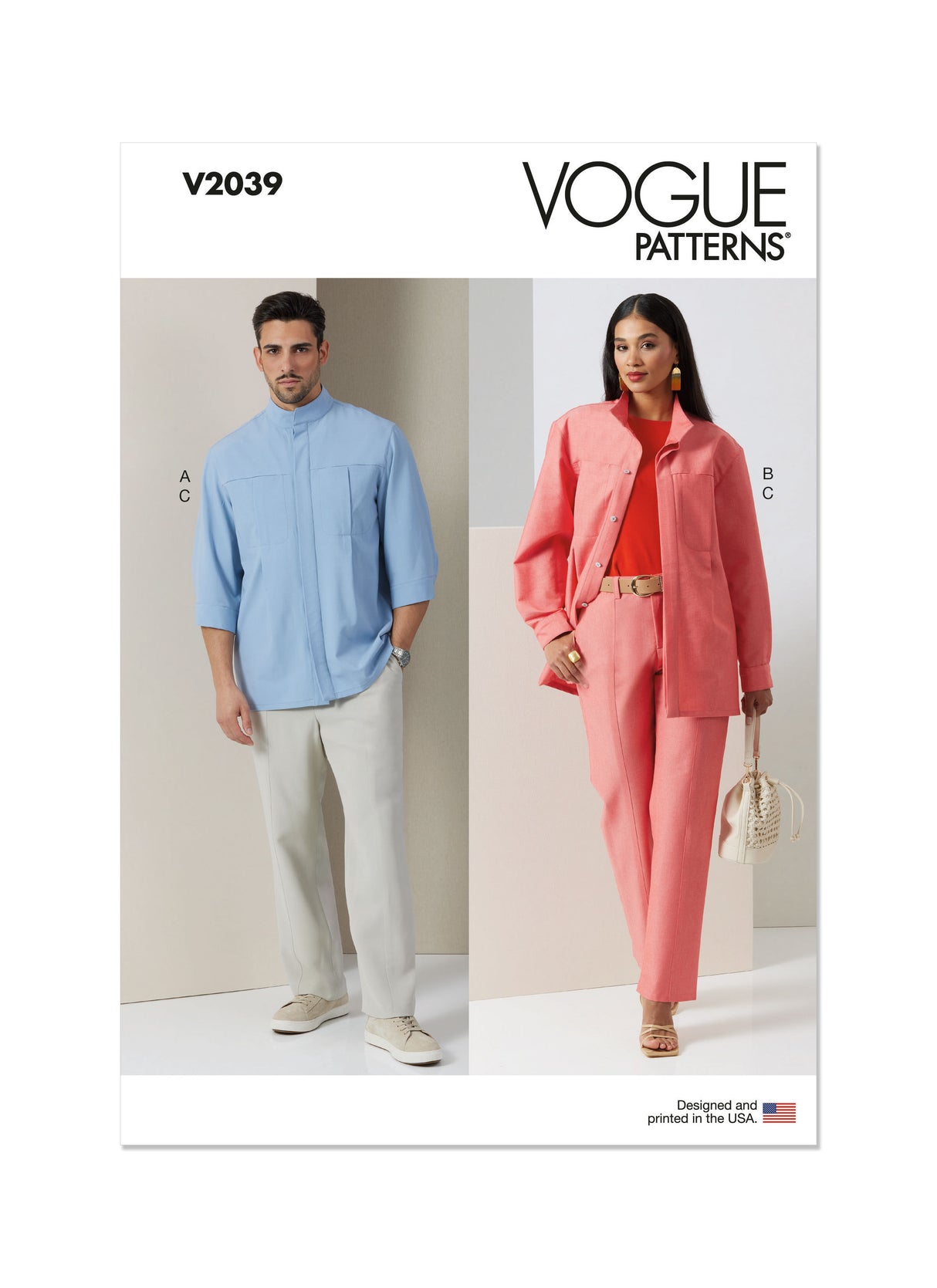 Patron Vogue n°2039 - Chemise et pantalon unisexes