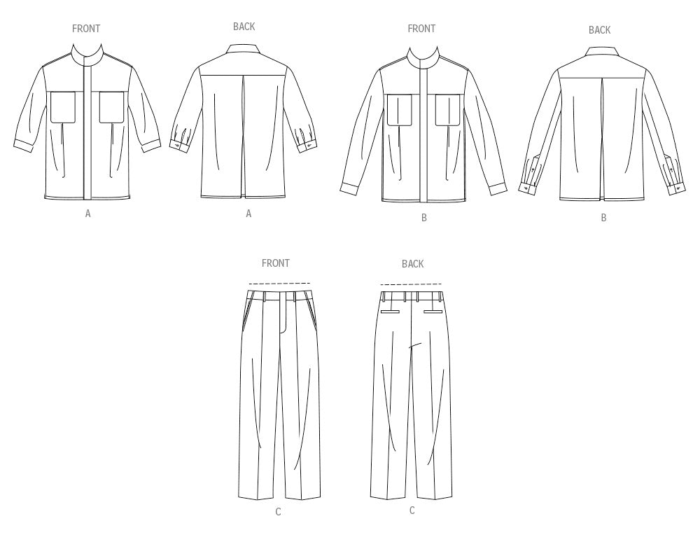 Patron Vogue n°2039 - Chemise et pantalon unisexes