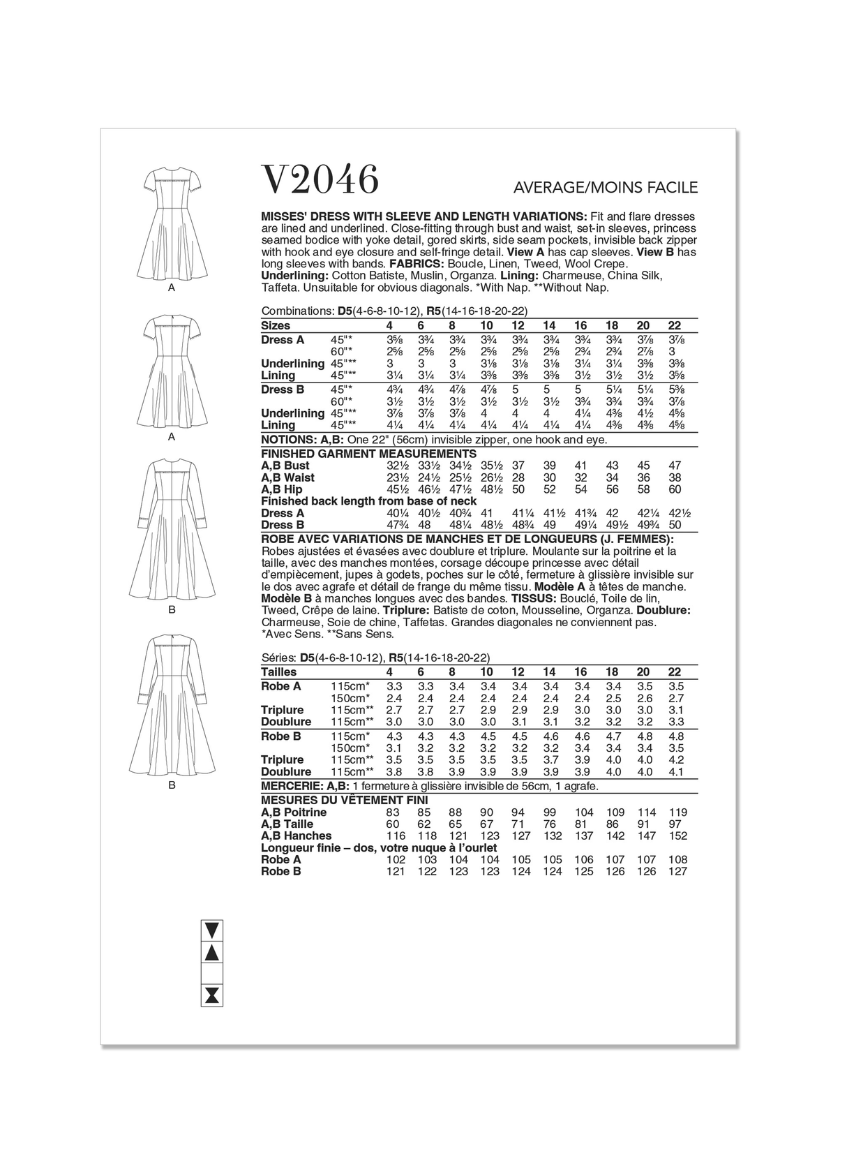 Patron Vogue n°2046 - Robe fit-and-flare avec variations de manches et de longueur