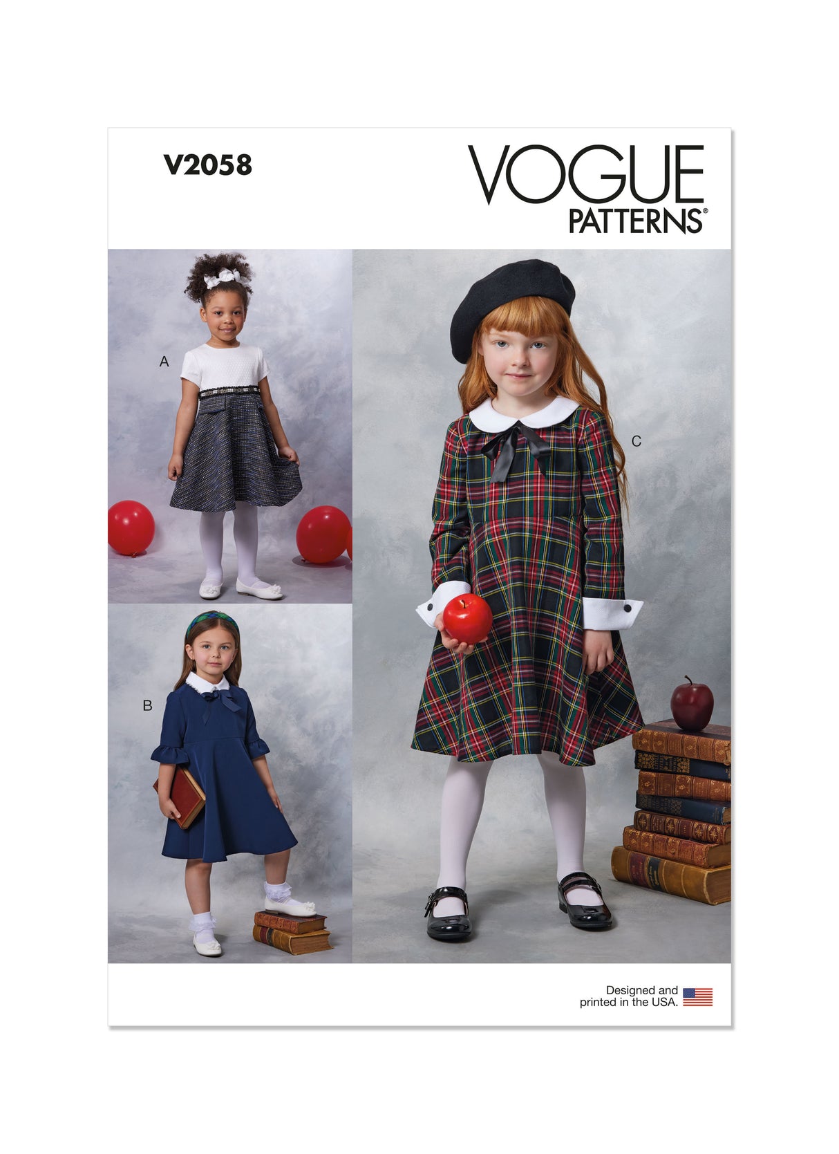 Patron Vogue n°2058 - Robe doublée pour enfant avec col Claudine