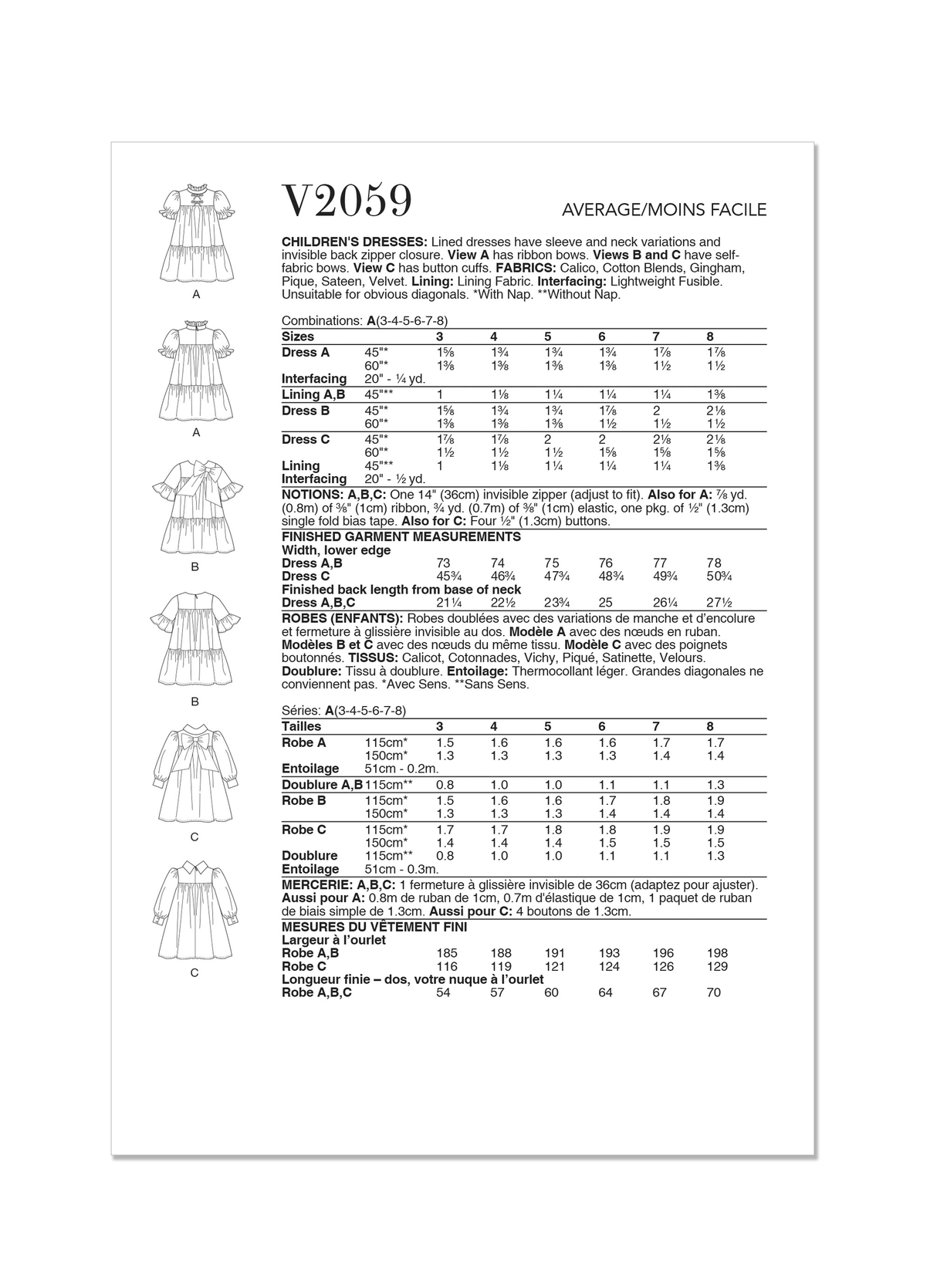 Patron Vogue n°2059 - Robe trapèze élégante avec col contrastant