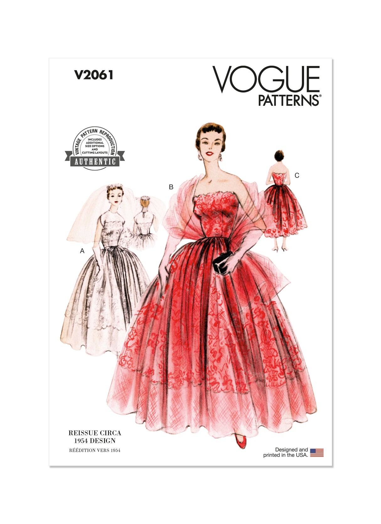 Patron Vogue n°2061 - Robe de soirée vintage avec étole assortie