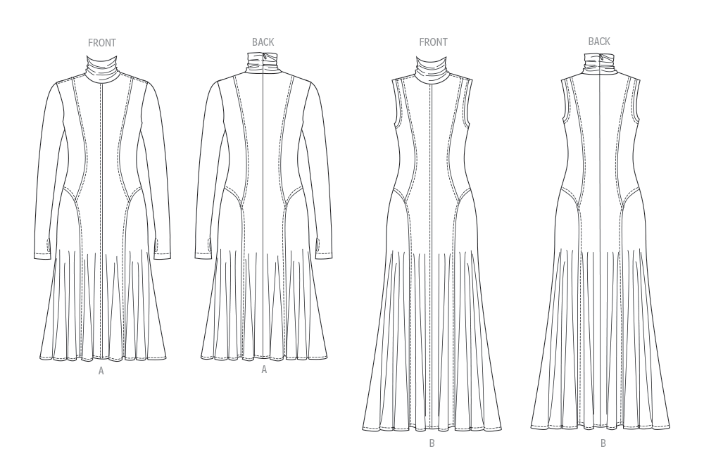 Patron Vogue n°2064 - Robe en maille élégante avec variations de manches et de longueur