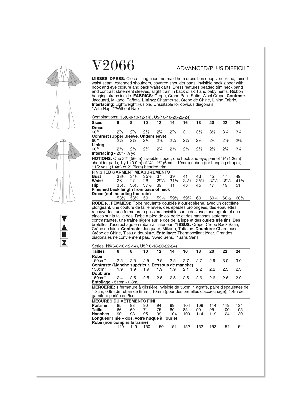 Patron Vogue n°2066 - Robe sirène avec encolure en V profond