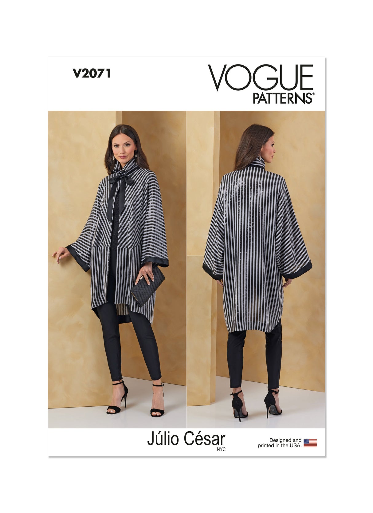 Patron Vogue n°2071 - Veste ample avec col montant noué et manches trois-quarts