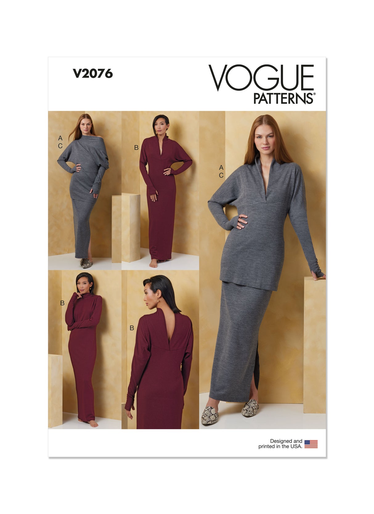 Patron Vogue n°2076 - Robe et haut en maille réversibles avec jupe ajustée